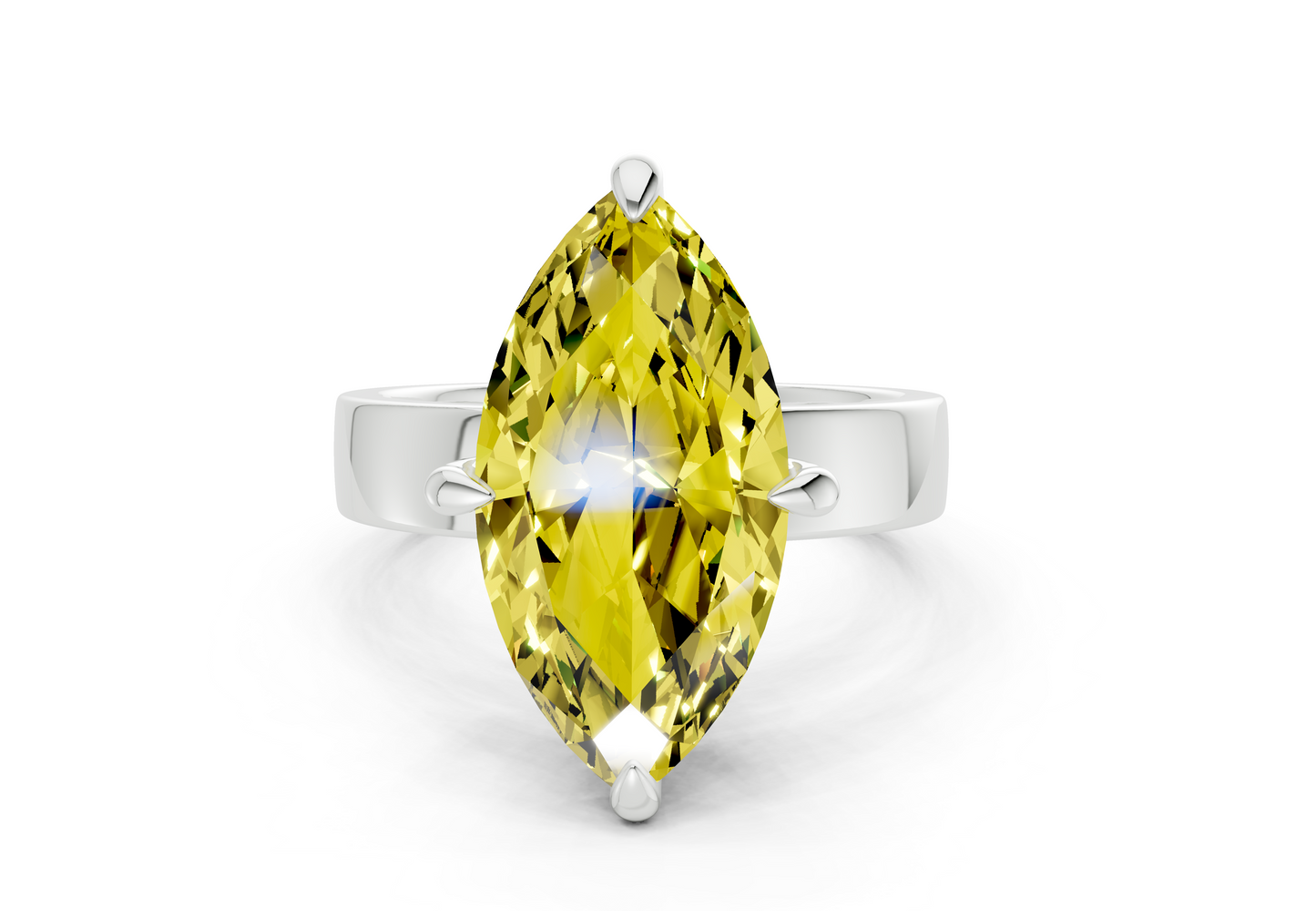 Cascade Yellow Diamond Solitaire Marquise Cut 4mm Engagement Ring