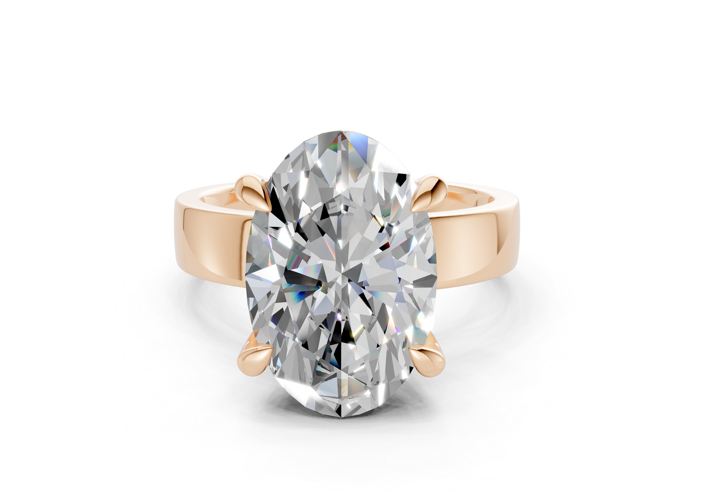 Cascade Diamond Solitaire Oval Cut 4mm Engagement Ring