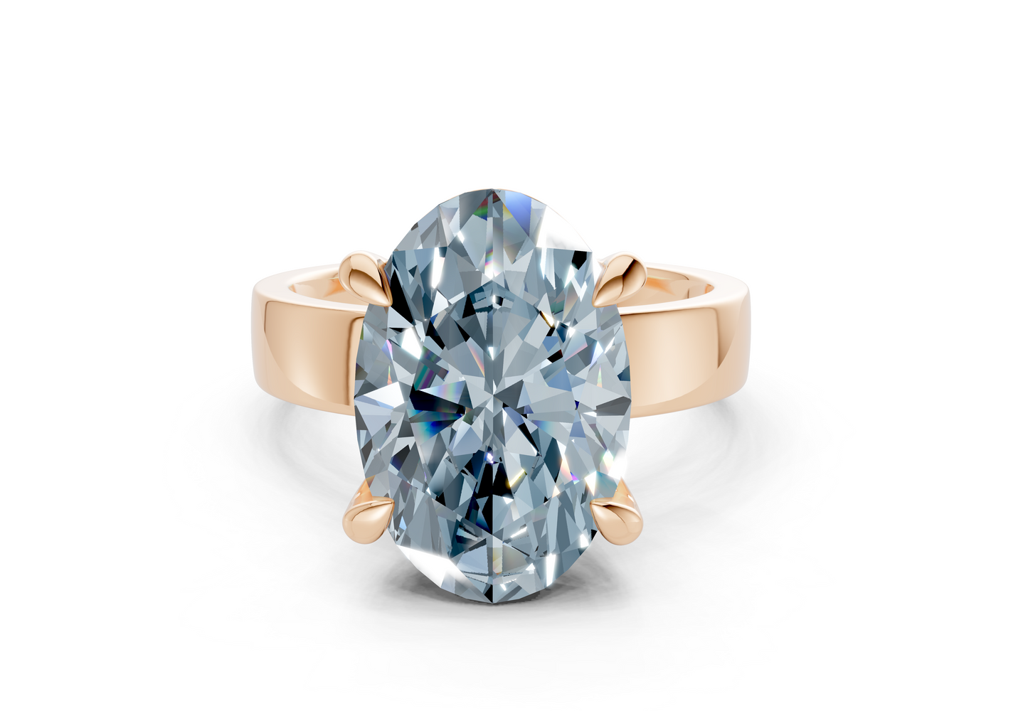 Cascade Blue Diamond Solitaire Oval Cut 4mm Engagement Ring