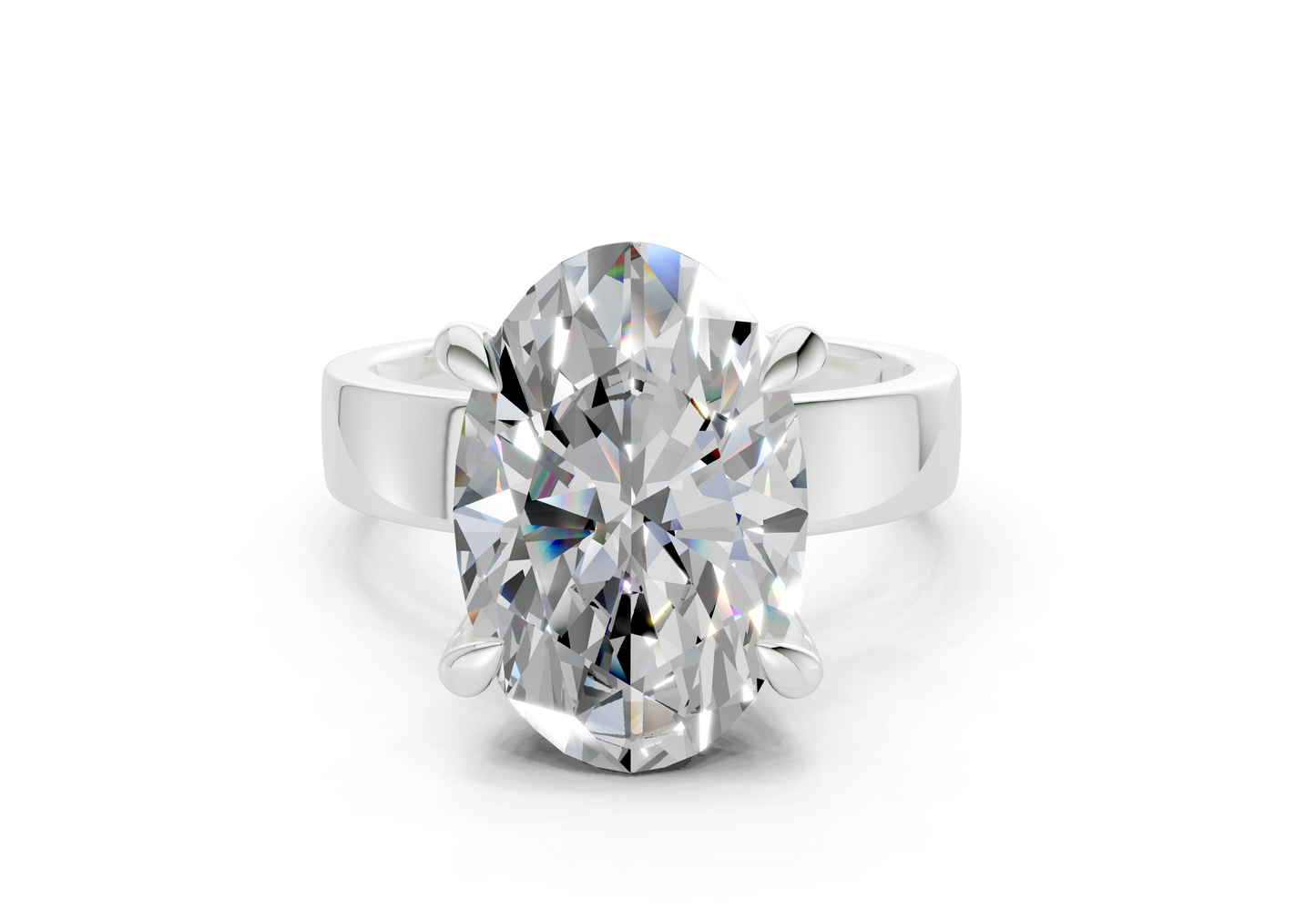 Cascade Diamond Solitaire Oval Cut 4mm Engagement Ring
