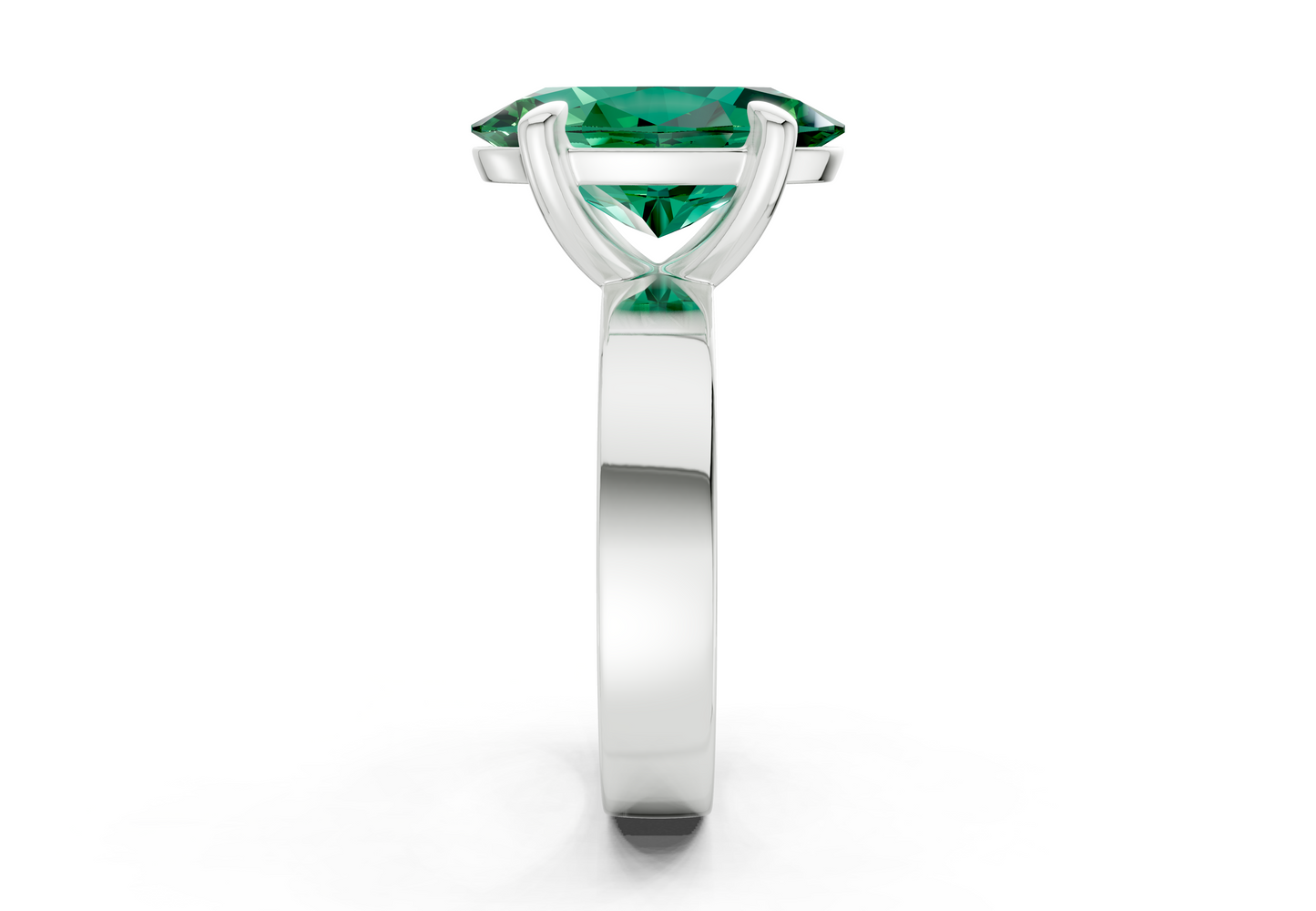 Cascade Emerald Gemstone Solitaire Oval Cut 4mm Engagement Ring