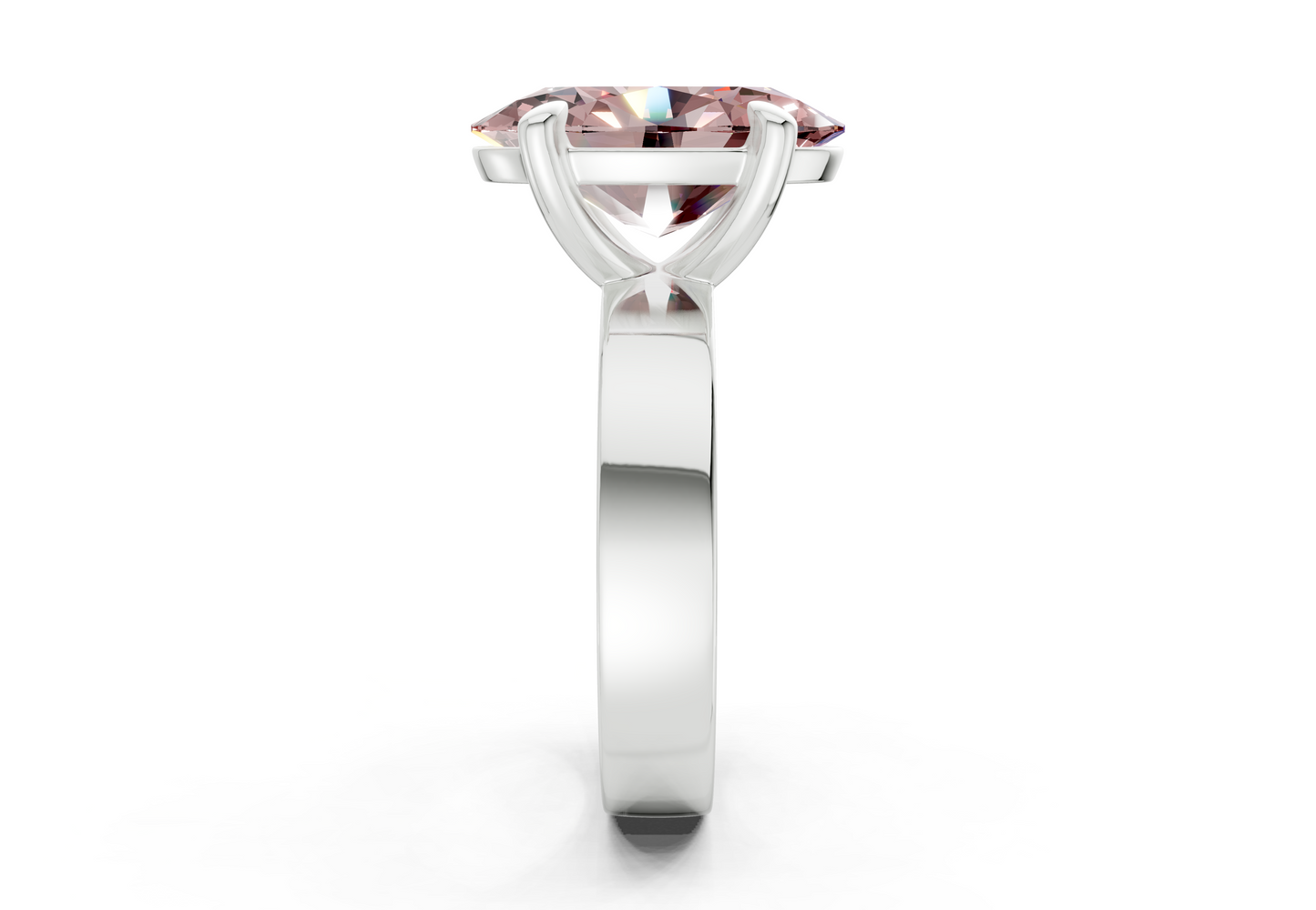 Cascade Pink Diamond Solitaire Oval Cut 4mm Engagement Ring