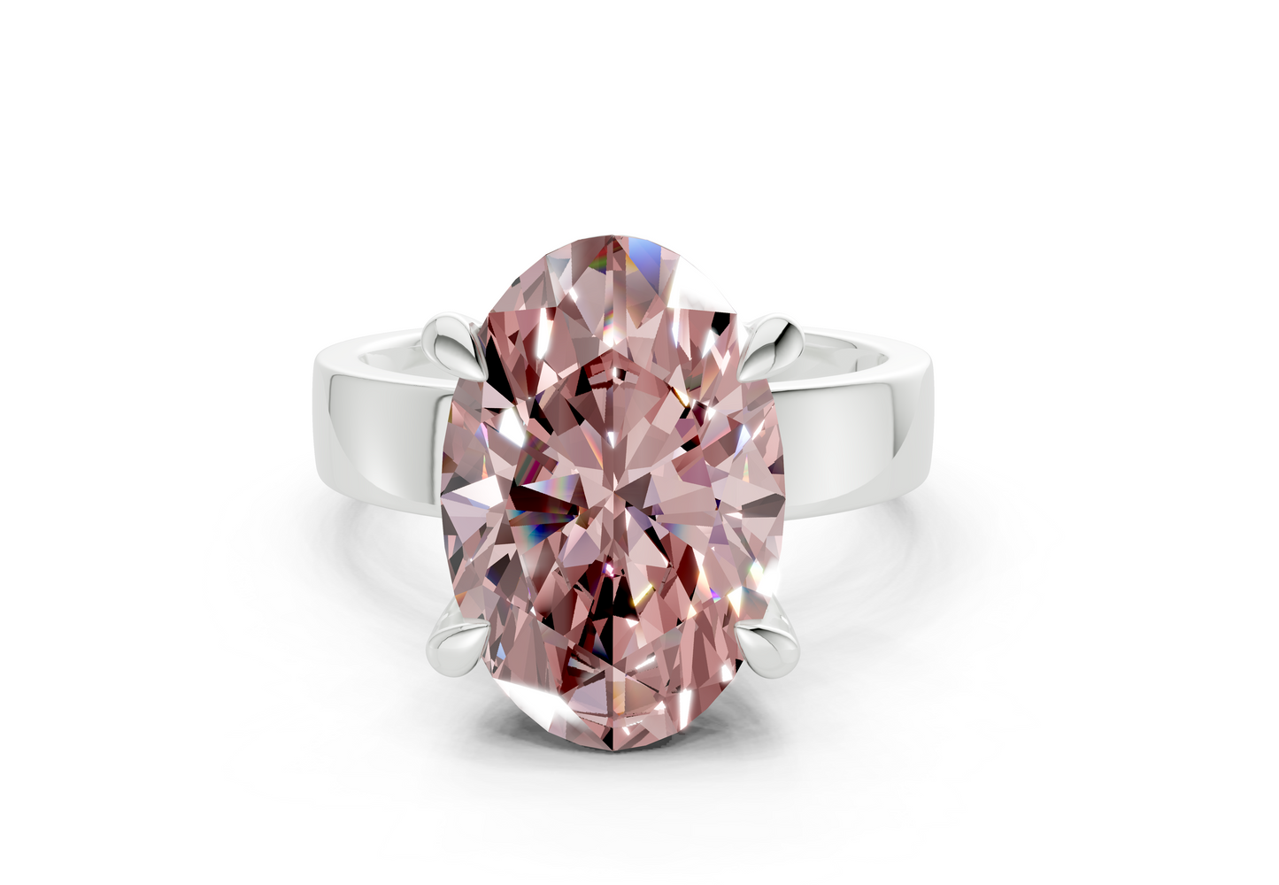 Cascade Pink Diamond Solitaire Oval Cut 4mm Engagement Ring