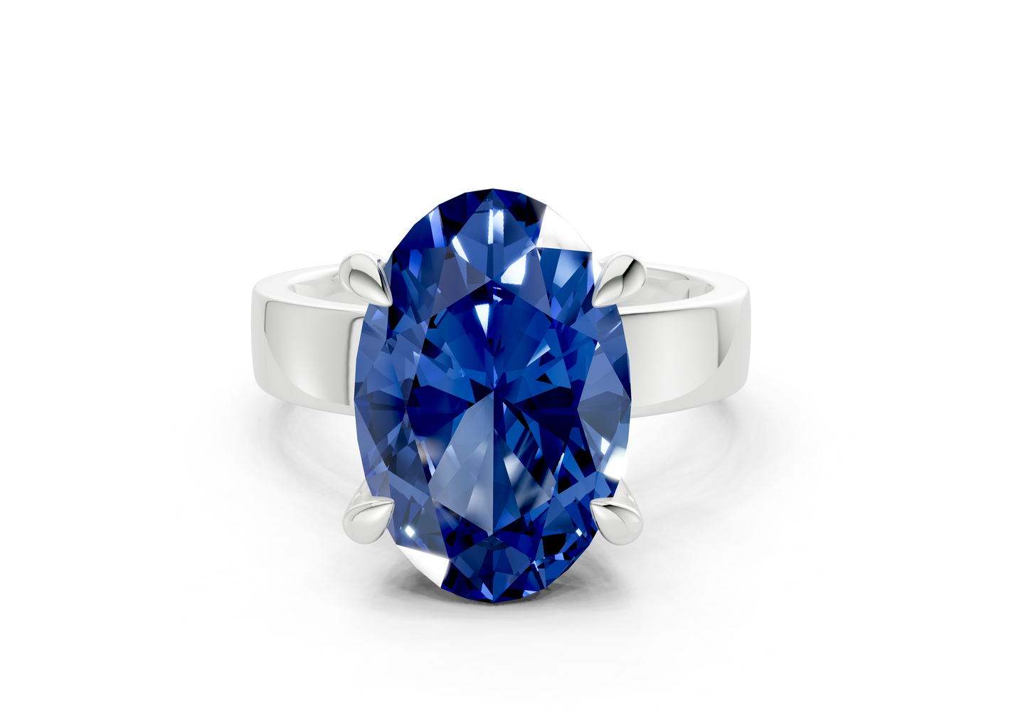 Cascade Sapphire Gemstone Solitaire Oval Cut 4mm Engagement Ring
