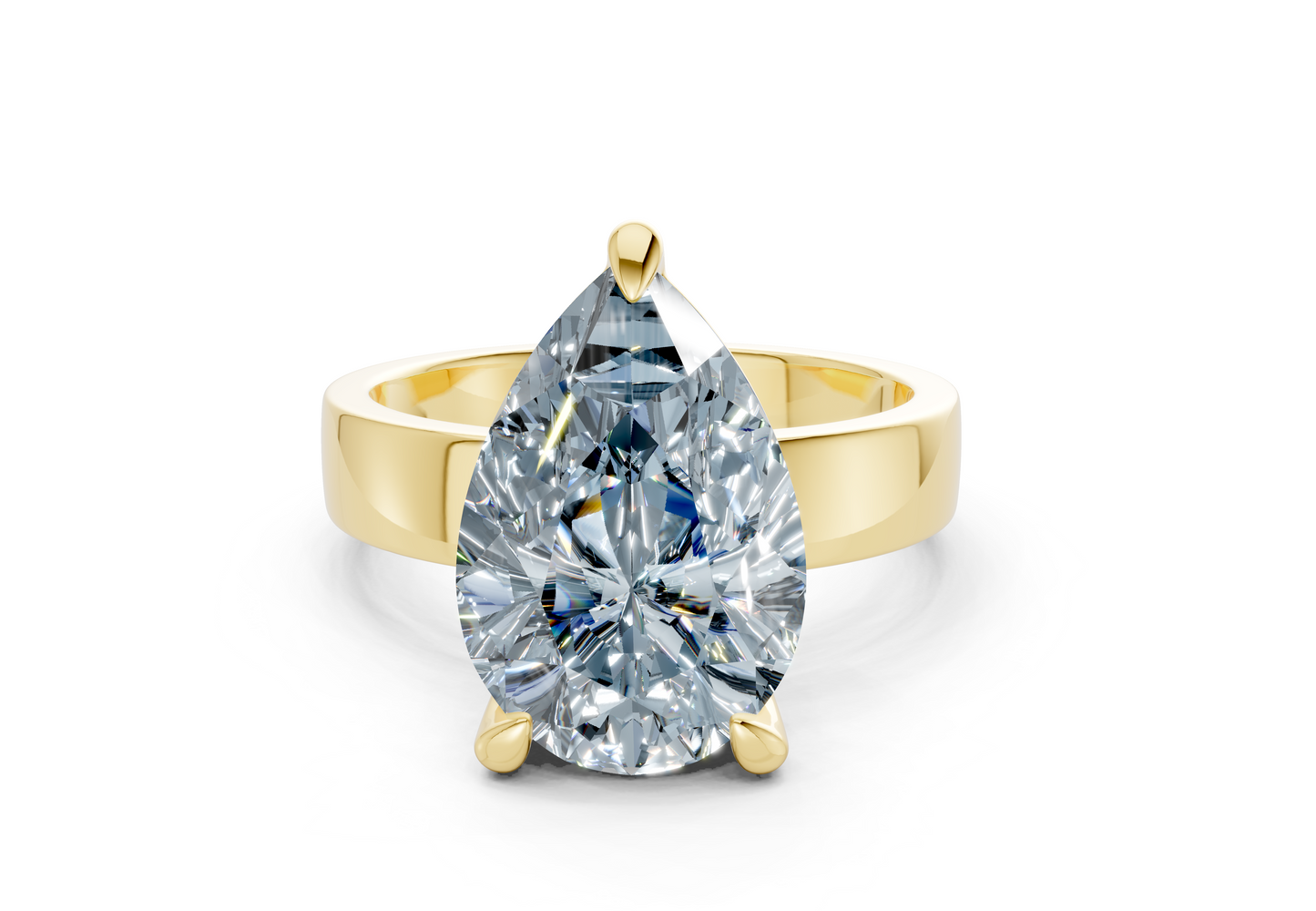 Cascade Blue Diamond Solitaire Pear Cut 4mm Engagement Ring