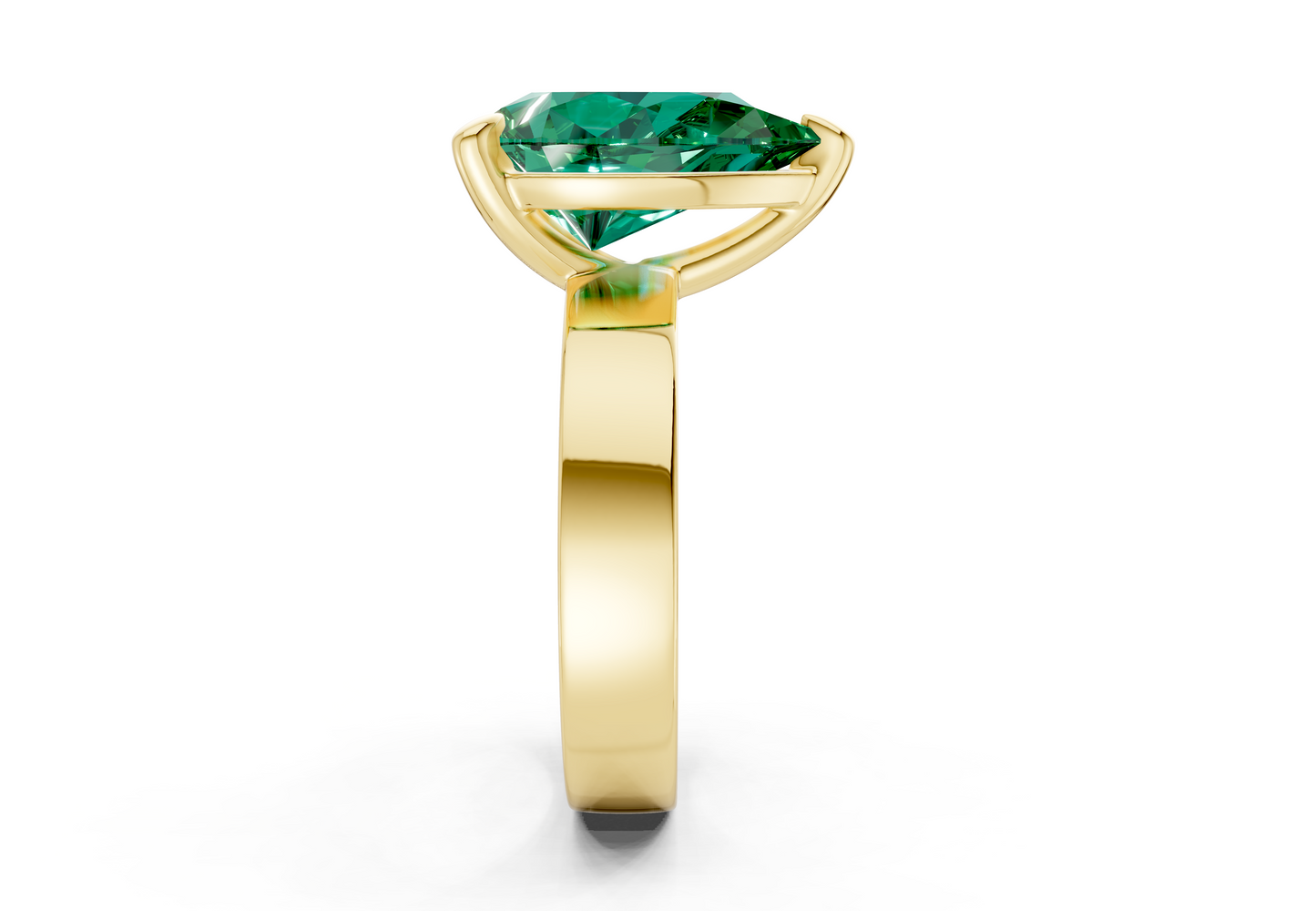 Cascade Emerald Gemstone Solitaire Pear Cut 4mm Engagement Ring