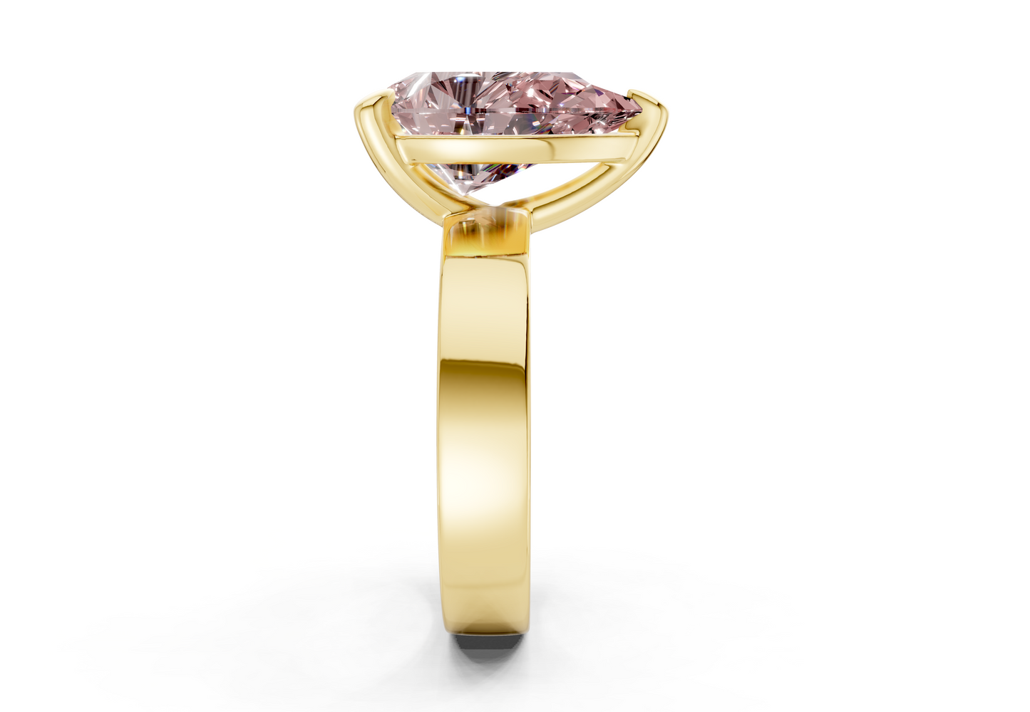 Cascade Pink Diamond Solitaire Pear Cut 4mm Engagement Ring