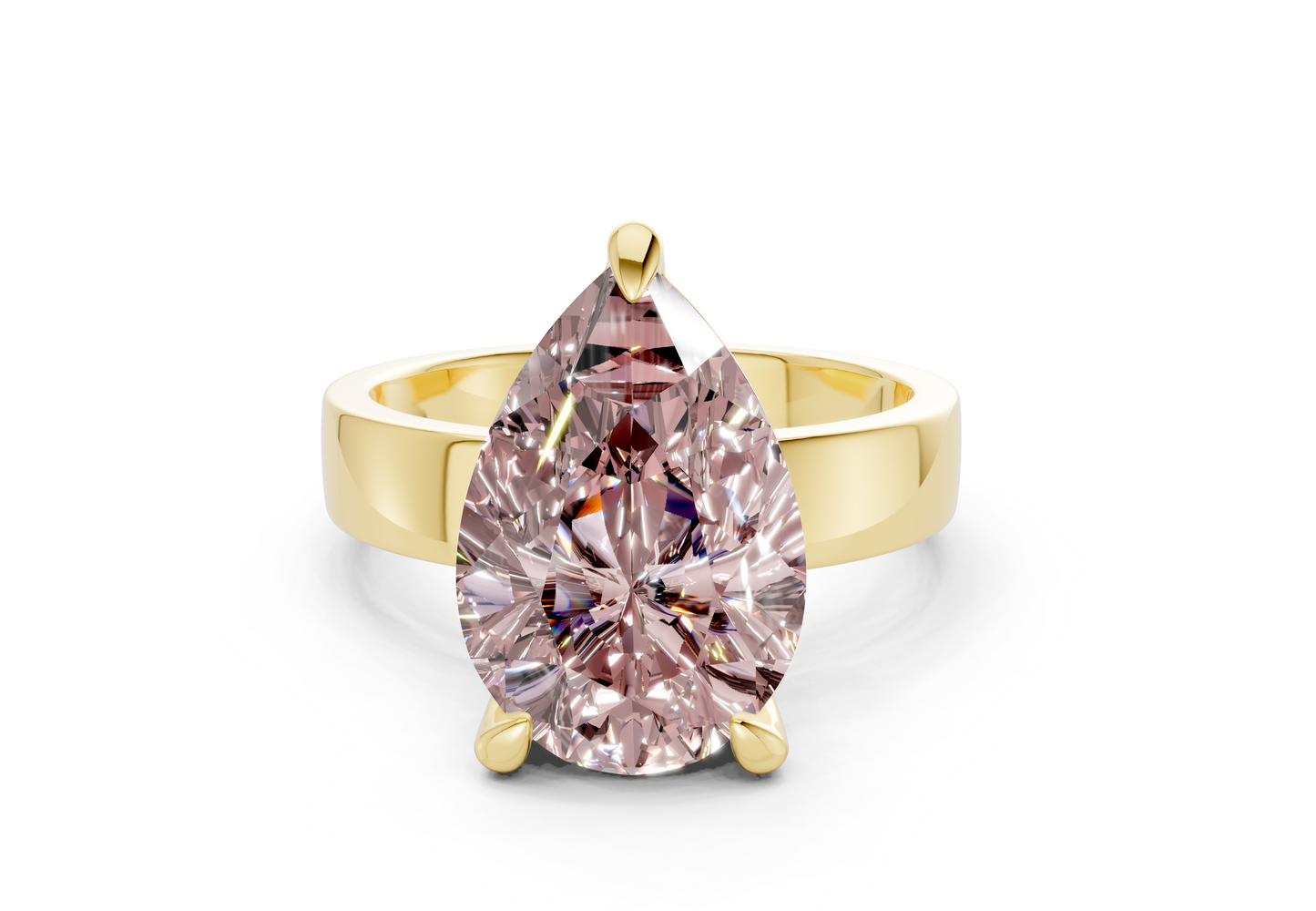 Cascade Pink Diamond Solitaire Pear Cut 4mm Engagement Ring