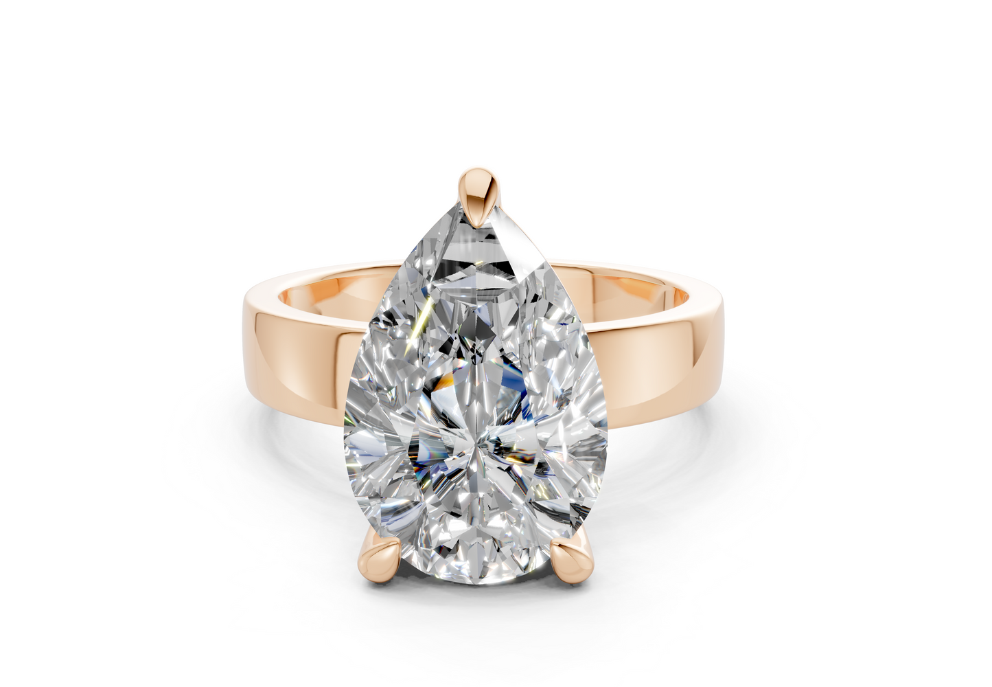 Cascade Diamond Solitaire Pear Cut 4mm Engagement Ring