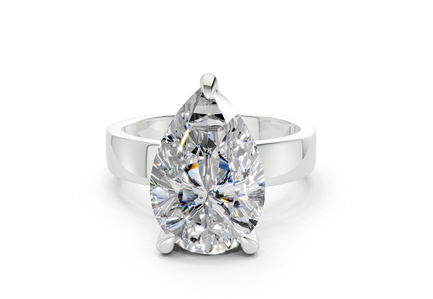Cascade Diamond Solitaire Pear Cut 4mm Engagement Ring