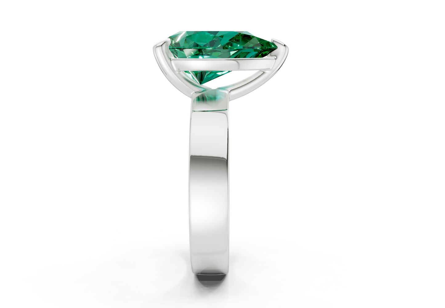 Cascade Emerald Gemstone Solitaire Pear Cut 4mm Engagement Ring