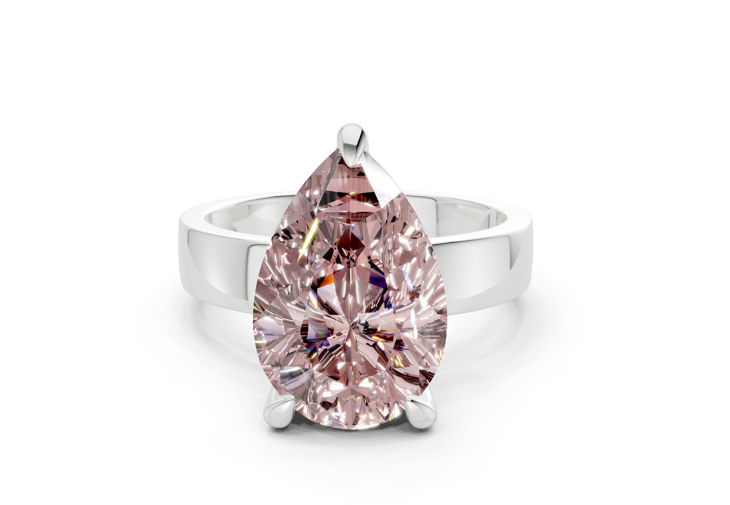 Cascade Pink Diamond Solitaire Pear Cut 4mm Engagement Ring