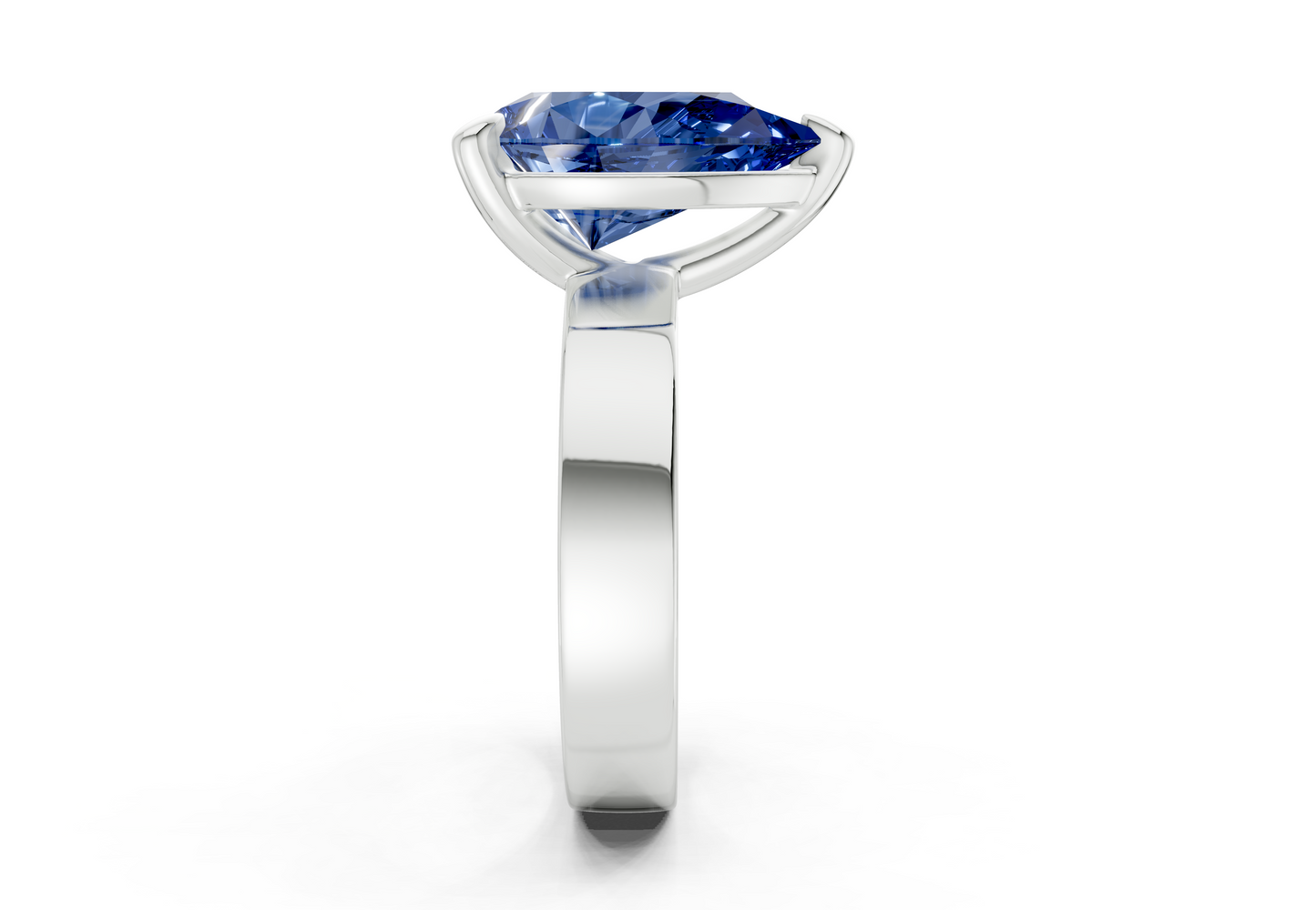 Cascade Sapphire Gemstone Solitaire Pear Cut 4mm Engagement Ring