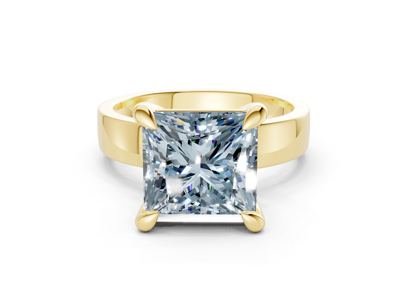 Cascade Blue Diamond Solitaire Princess Cut 4mm Engagement Ring