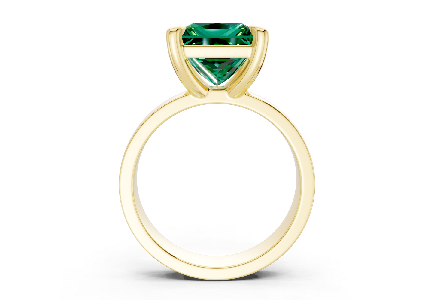 Cascade Emerald Gemstone Solitaire Princess Cut 4mm Engagement Ring