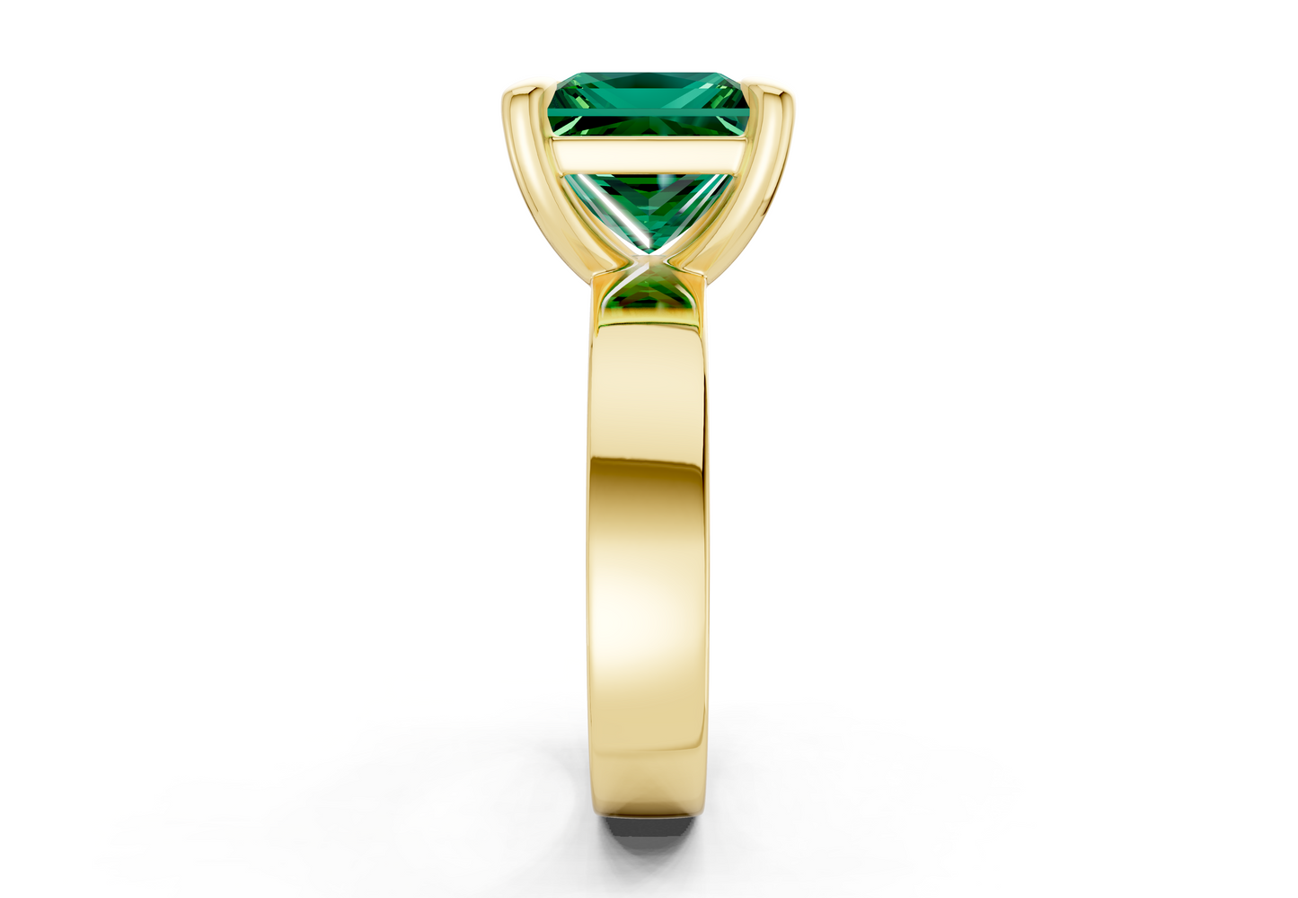 Cascade Emerald Gemstone Solitaire Princess Cut 4mm Engagement Ring