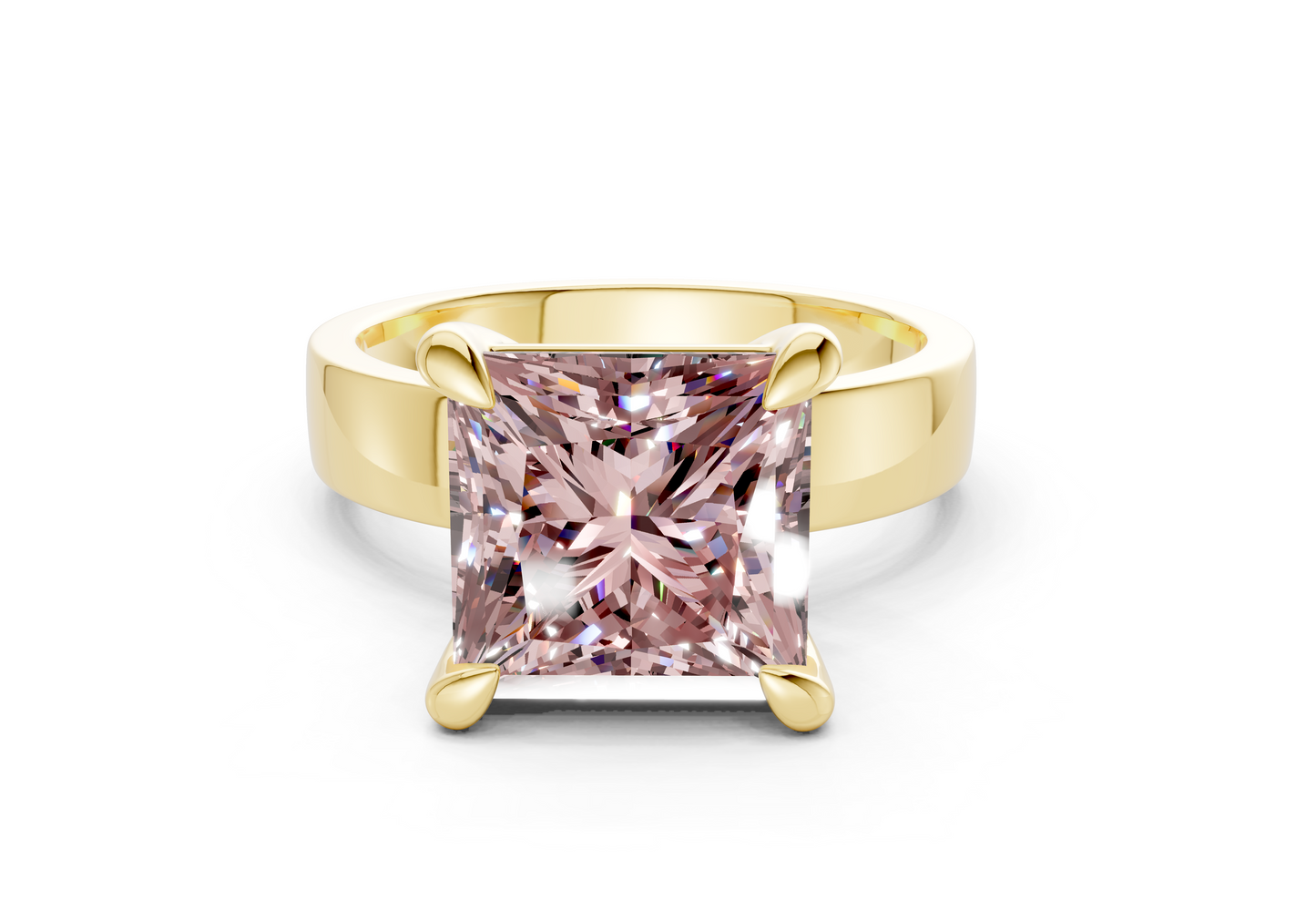Cascade Pink Diamond Solitaire Princess Cut 4mm Engagement Ring