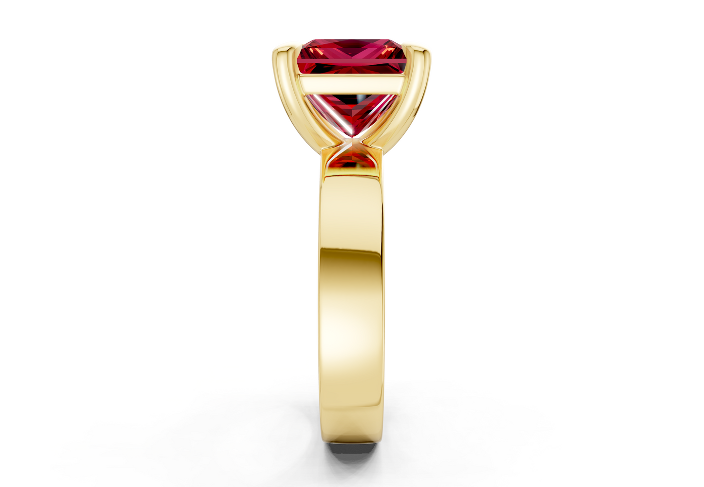 Cascade Ruby Gemstone Solitaire Princess Cut 4mm Engagement Ring