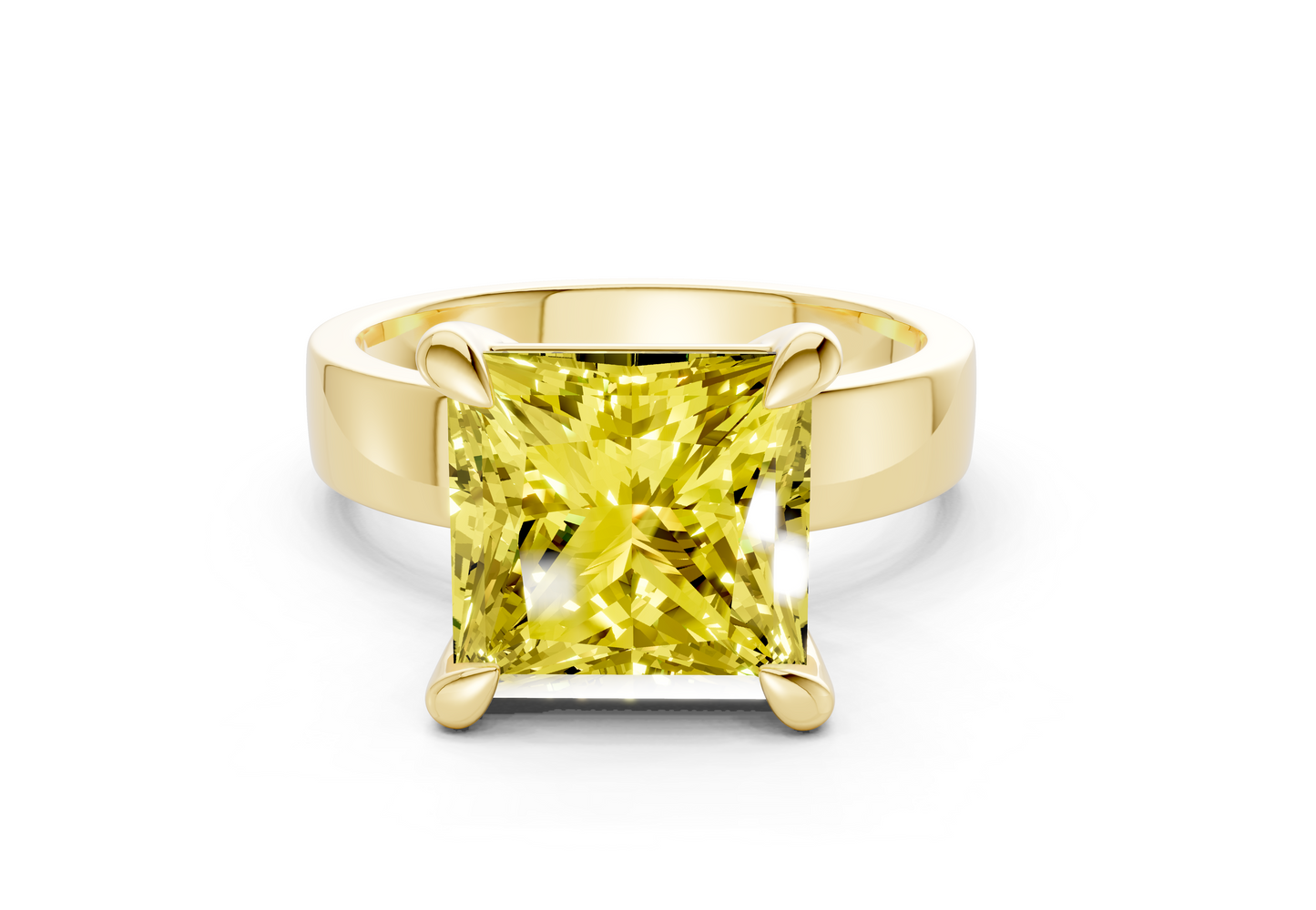 Cascade Yellow Diamond Solitaire Princess Cut 4mm Engagement Ring