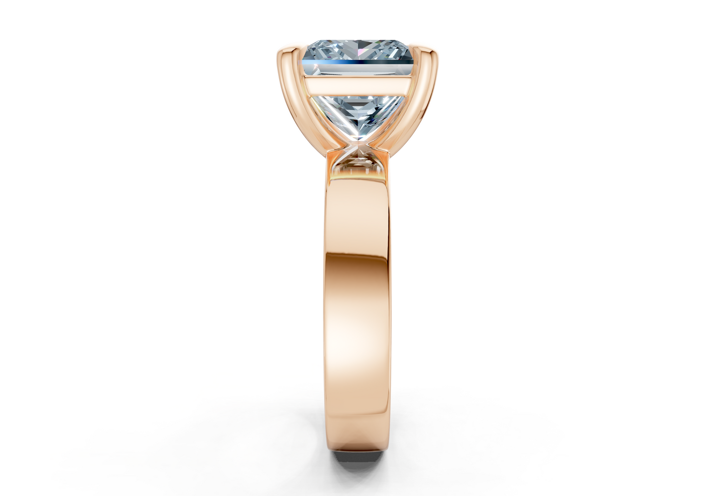 Cascade Blue Diamond Solitaire Princess Cut 4mm Engagement Ring