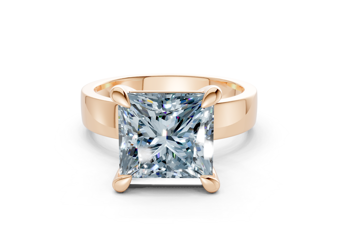 Cascade Blue Diamond Solitaire Princess Cut 4mm Engagement Ring