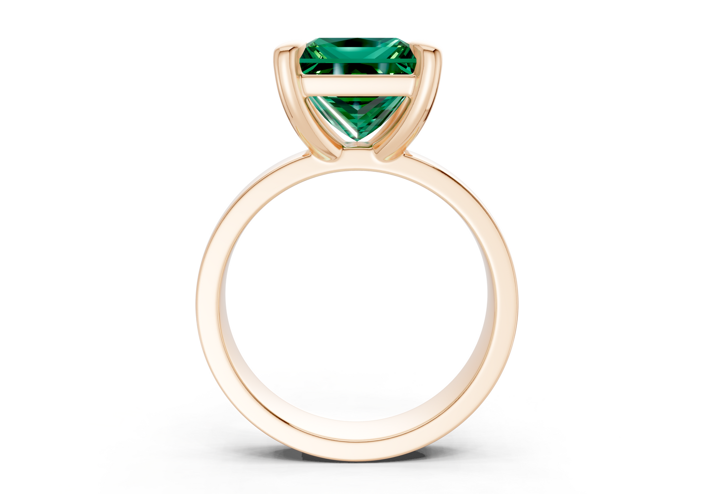 Cascade Emerald Gemstone Solitaire Princess Cut 4mm Engagement Ring