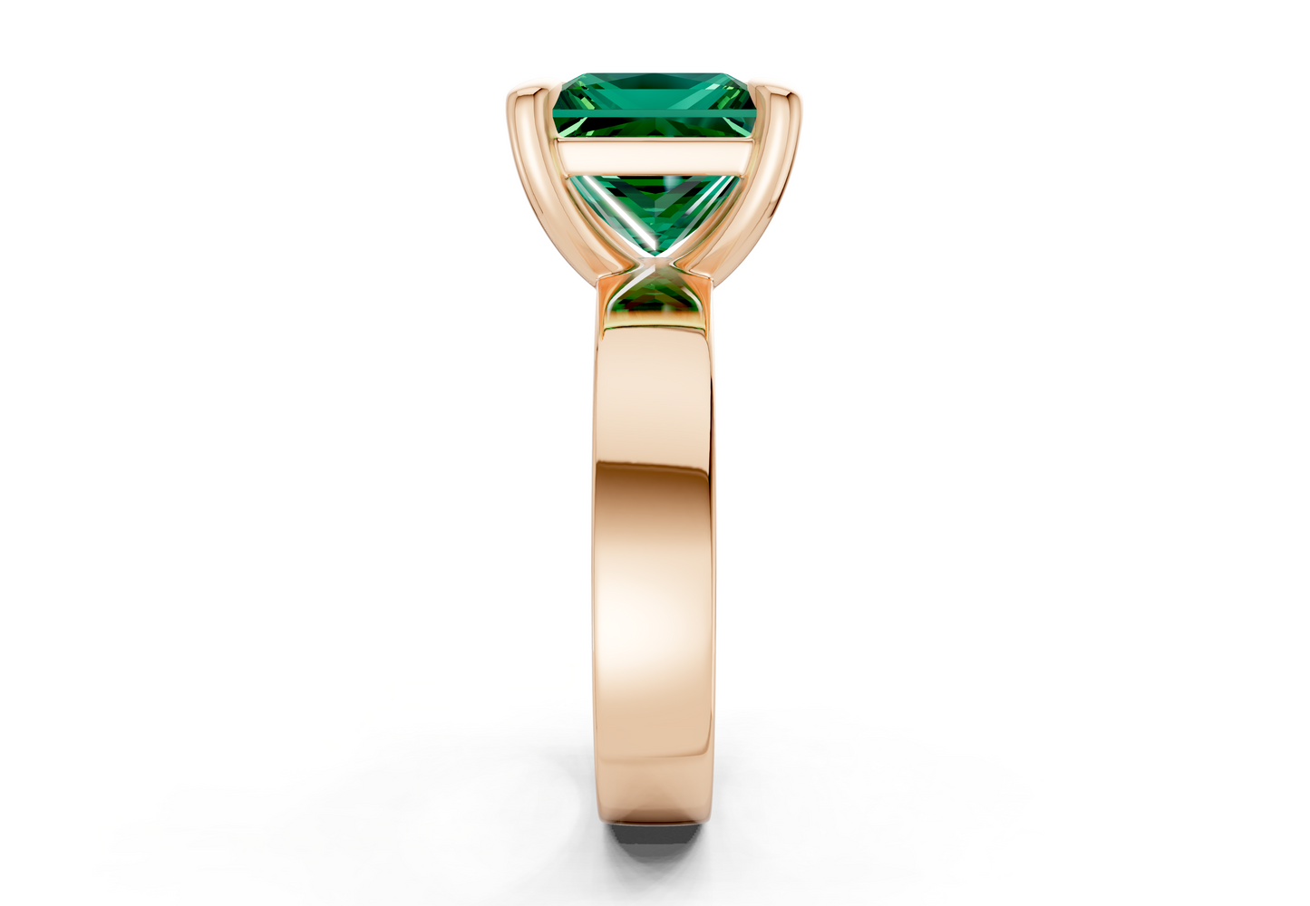 Cascade Emerald Gemstone Solitaire Princess Cut 4mm Engagement Ring