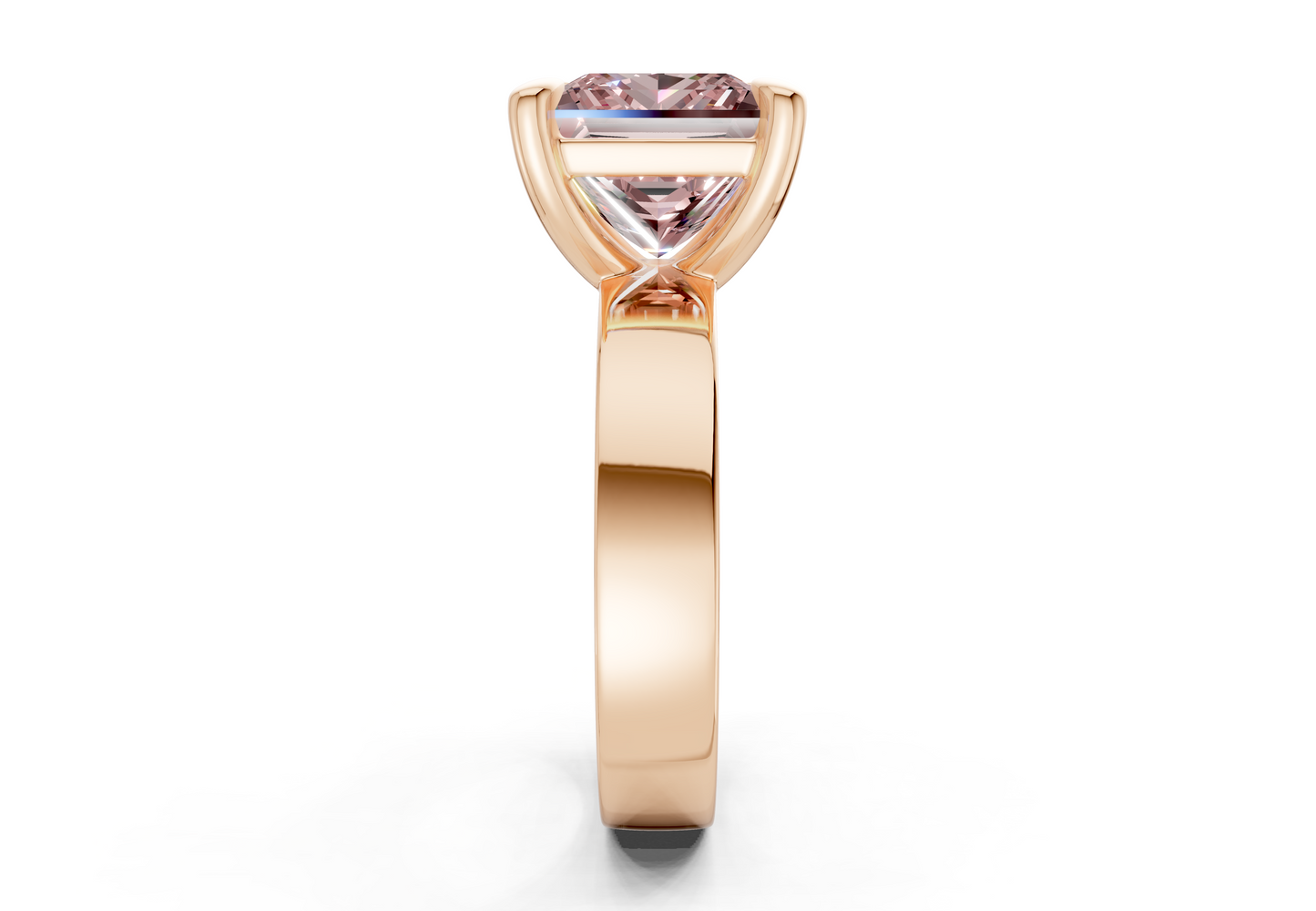 Cascade Pink Diamond Solitaire Princess Cut 4mm Engagement Ring