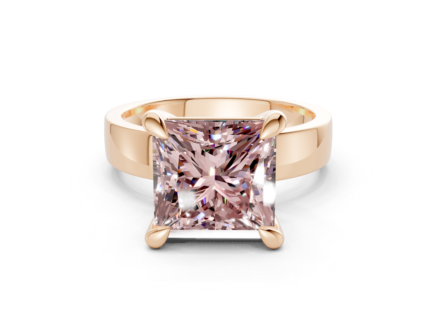 Cascade Pink Diamond Solitaire Princess Cut 4mm Engagement Ring