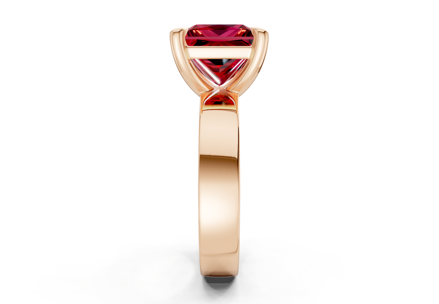 Cascade Ruby Gemstone Solitaire Princess Cut 4mm Engagement Ring