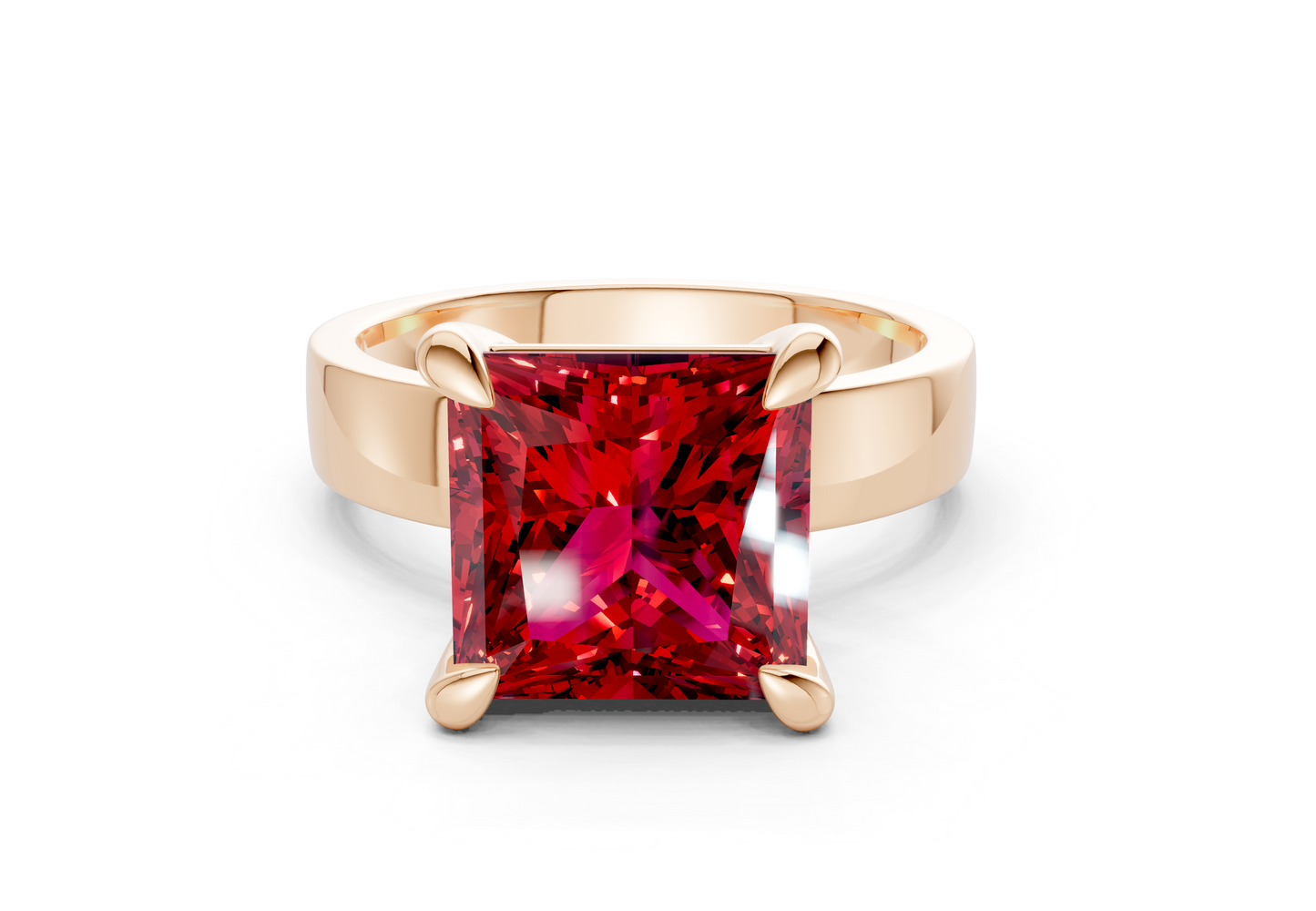 Cascade Ruby Gemstone Solitaire Princess Cut 4mm Engagement Ring