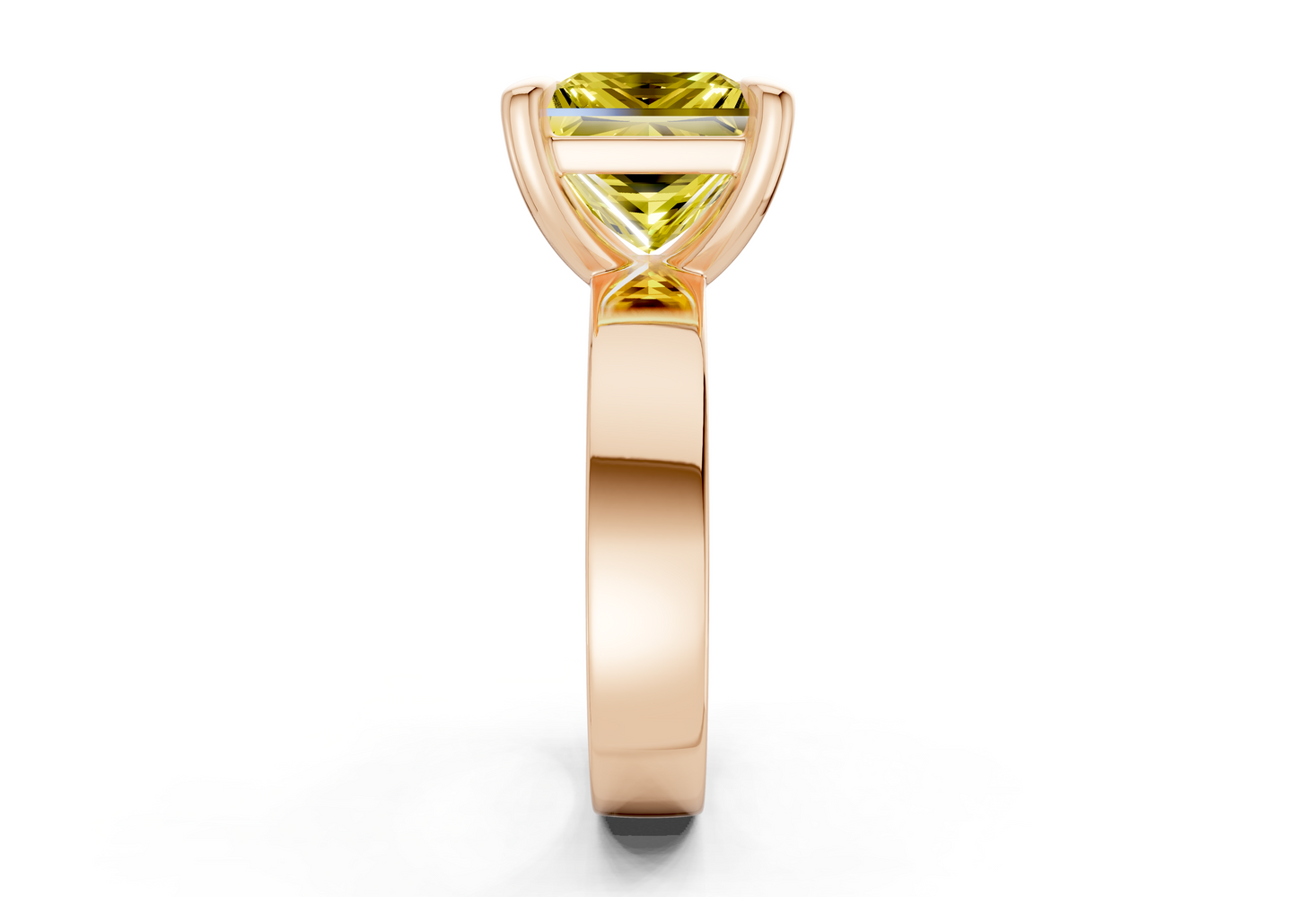Cascade Yellow Diamond Solitaire Princess Cut 4mm Engagement Ring
