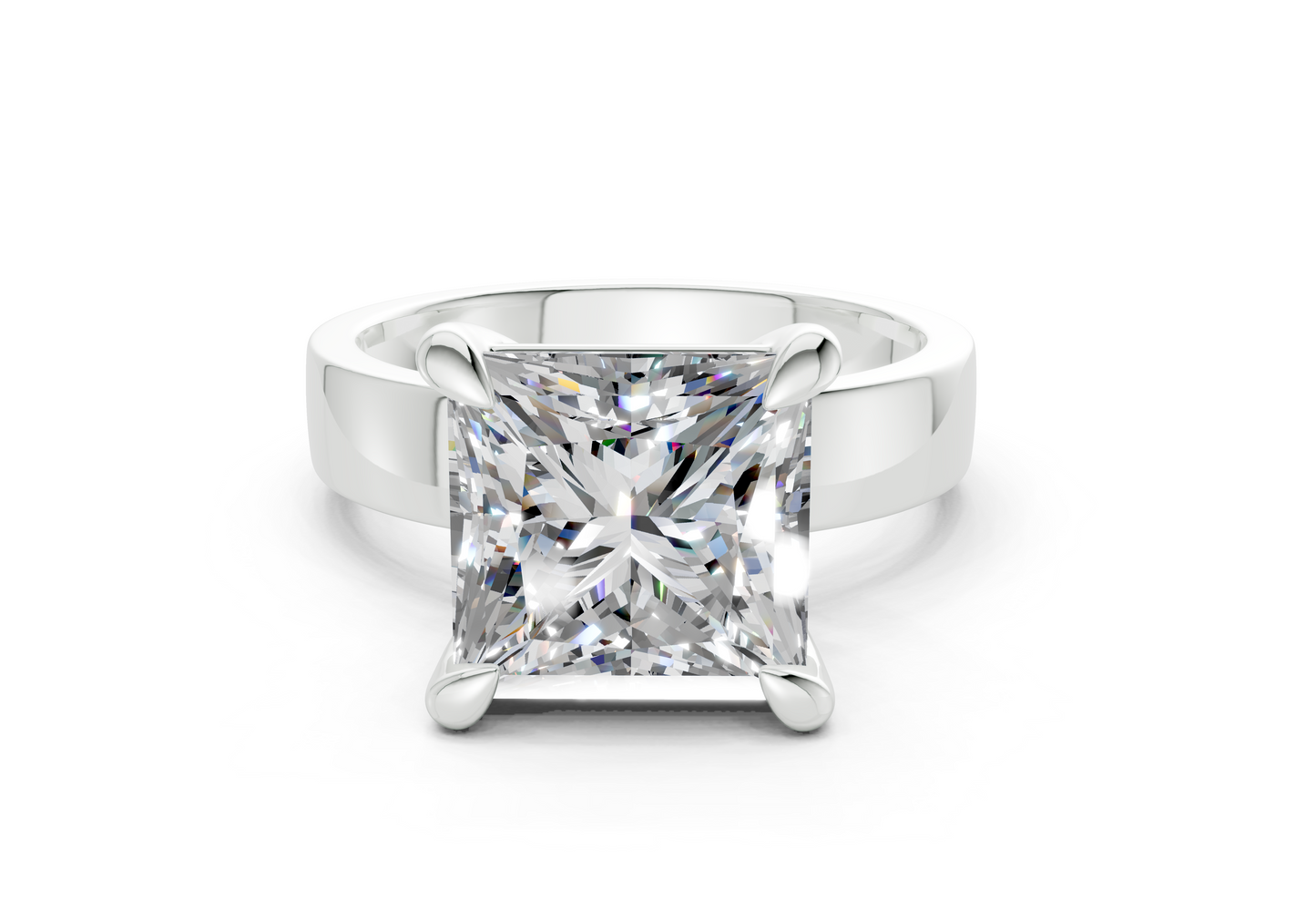 Cascade Diamond Solitaire Princess Cut 4mm Engagement Ring