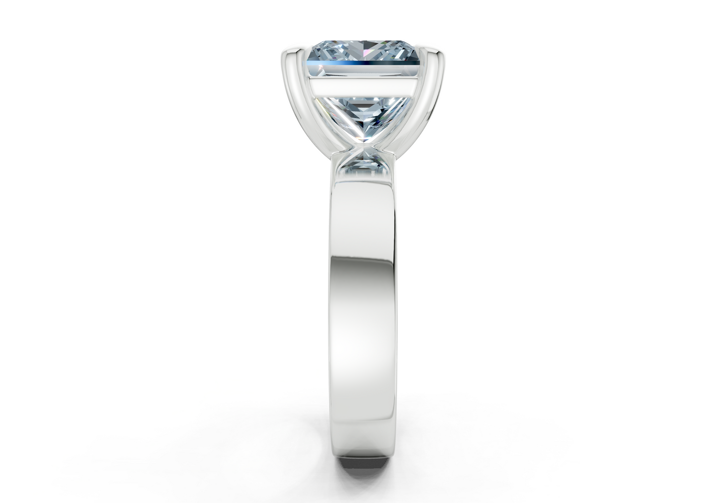 Cascade Blue Diamond Solitaire Princess Cut 4mm Engagement Ring