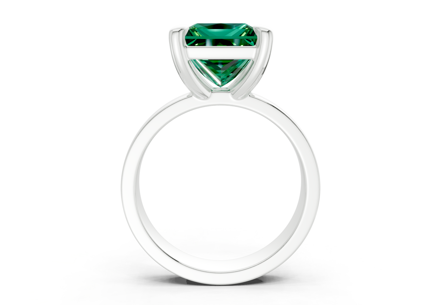 Cascade Emerald Gemstone Solitaire Princess Cut 4mm Engagement Ring