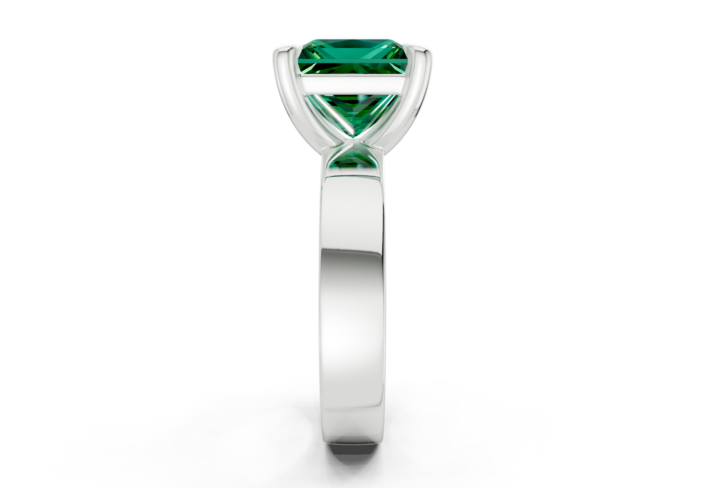 Cascade Emerald Gemstone Solitaire Princess Cut 4mm Engagement Ring