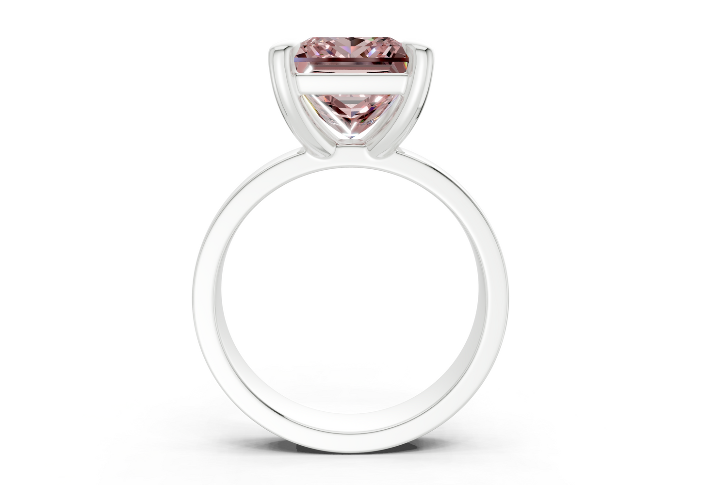 Cascade Pink Diamond Solitaire Princess Cut 4mm Engagement Ring