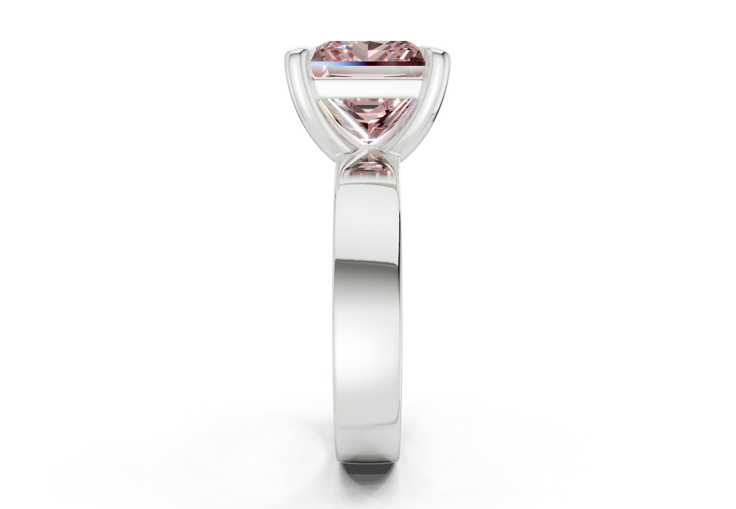 Cascade Pink Diamond Solitaire Princess Cut 4mm Engagement Ring