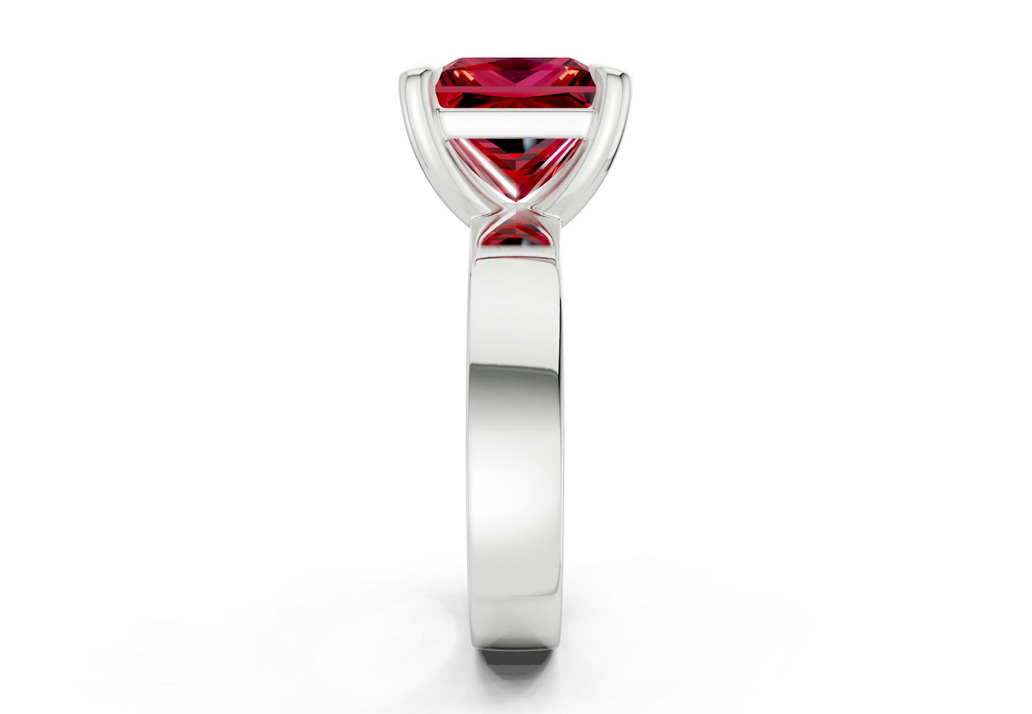 Cascade Ruby Gemstone Solitaire Princess Cut 4mm Engagement Ring