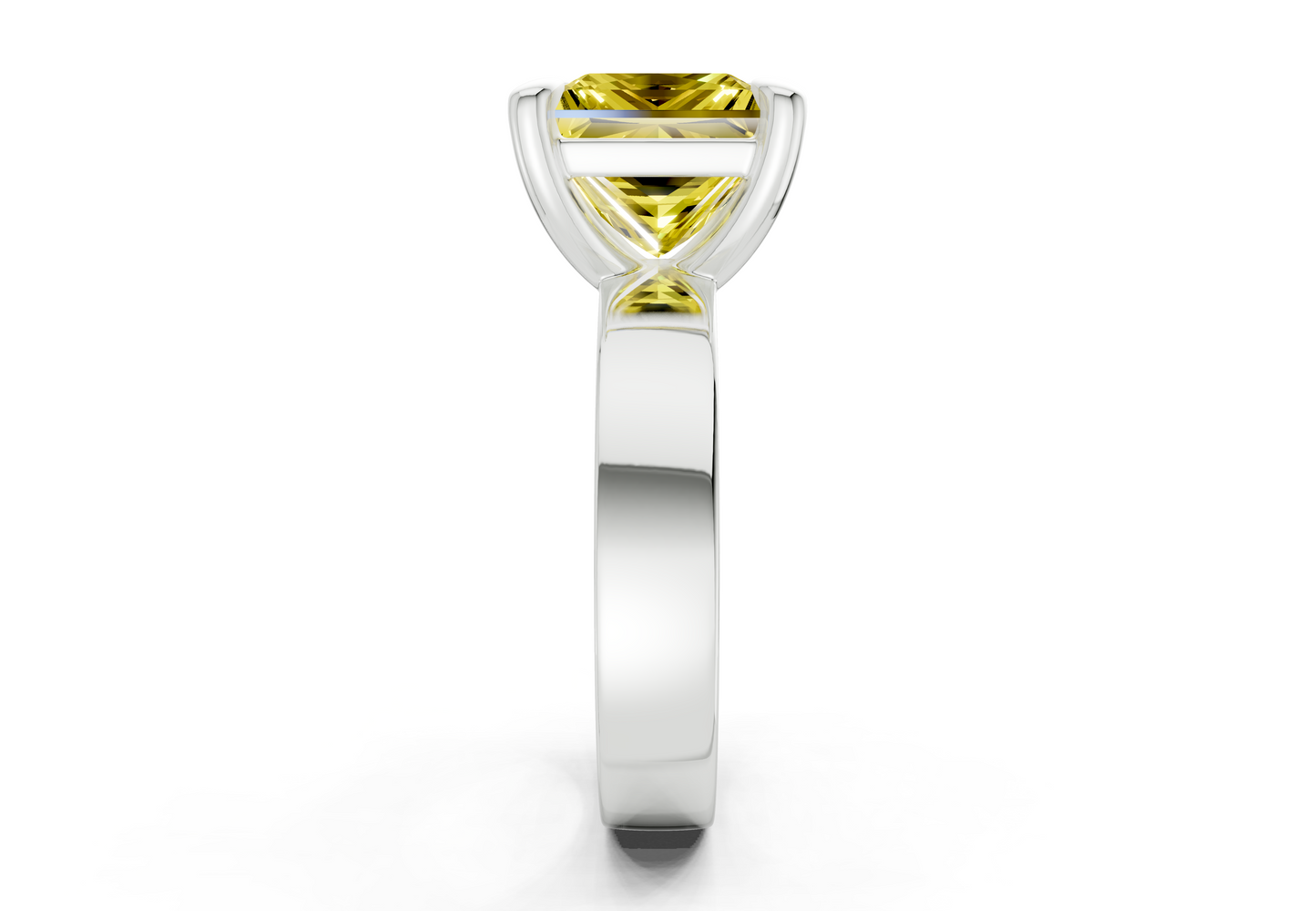 Cascade Yellow Diamond Solitaire Princess Cut 4mm Engagement Ring