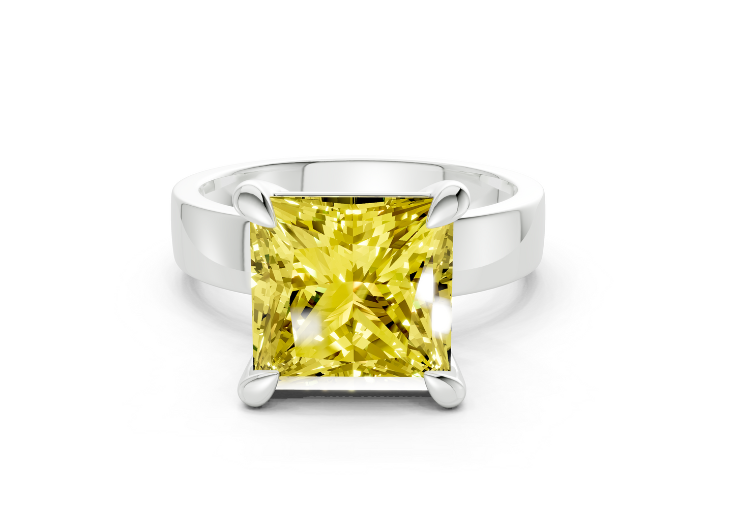 Cascade Yellow Diamond Solitaire Princess Cut 4mm Engagement Ring