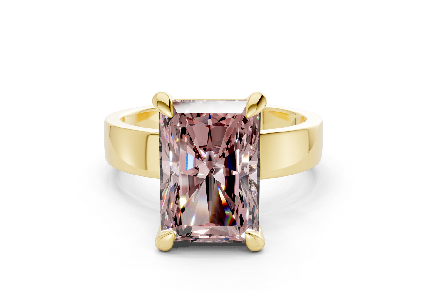 Cascade Pink Diamond Solitaire Radiant Cut 4mm Engagement Ring