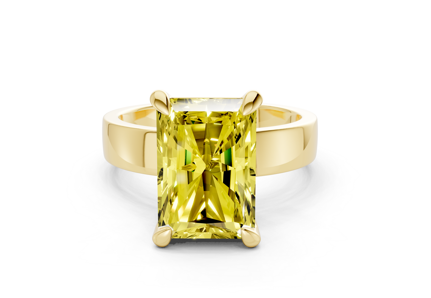 Cascade Yellow Diamond Solitaire Radiant Cut 4mm Engagement Ring