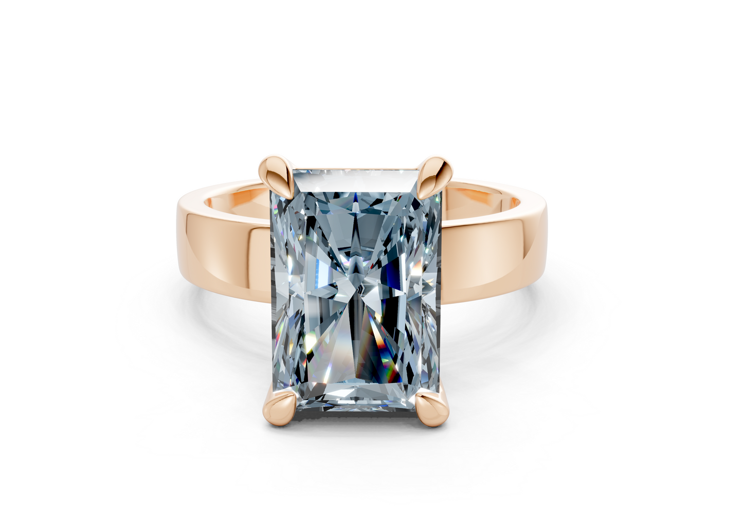 Cascade Blue Diamond Solitaire Radiant Cut 4mm Engagement Ring