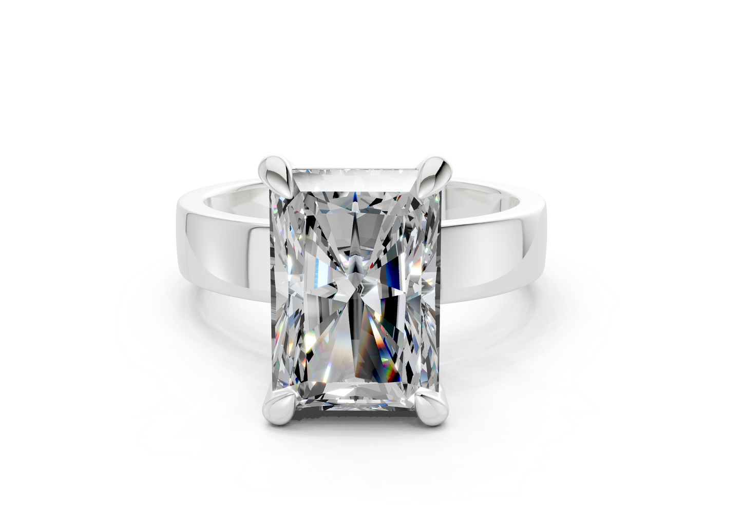 Cascade Diamond Solitaire Radiant Cut 4mm Engagement Ring