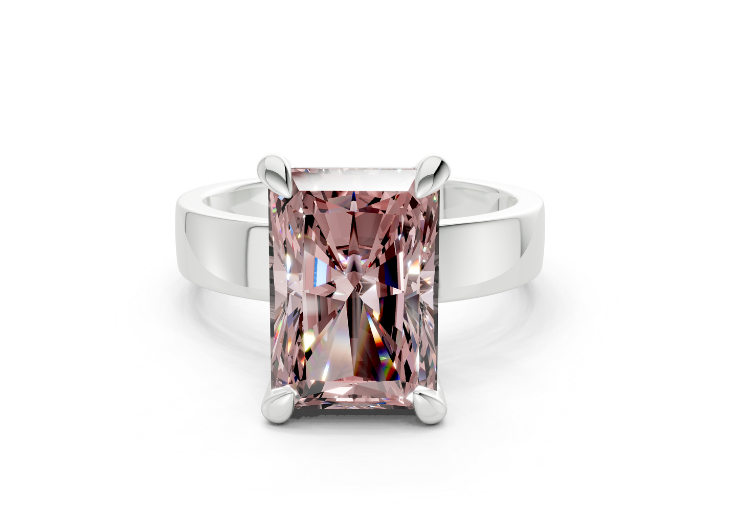 Cascade Pink Diamond Solitaire Radiant Cut 4mm Engagement Ring