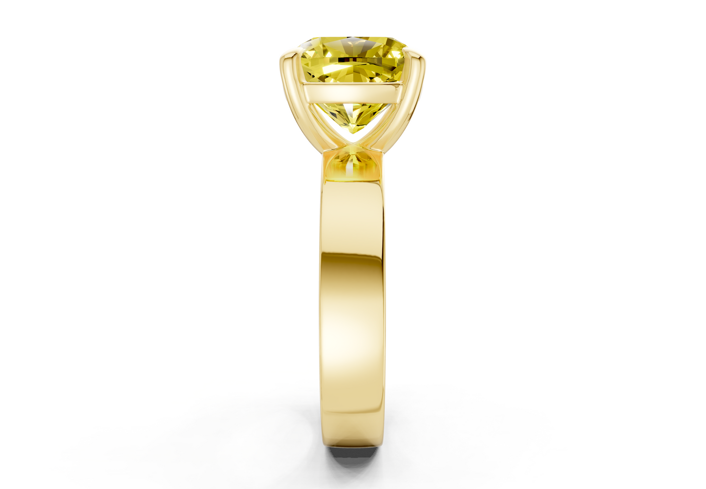 Cascade Yellow Diamond Solitaire Cushion Squareuare Cut 4mm Engagement Ring