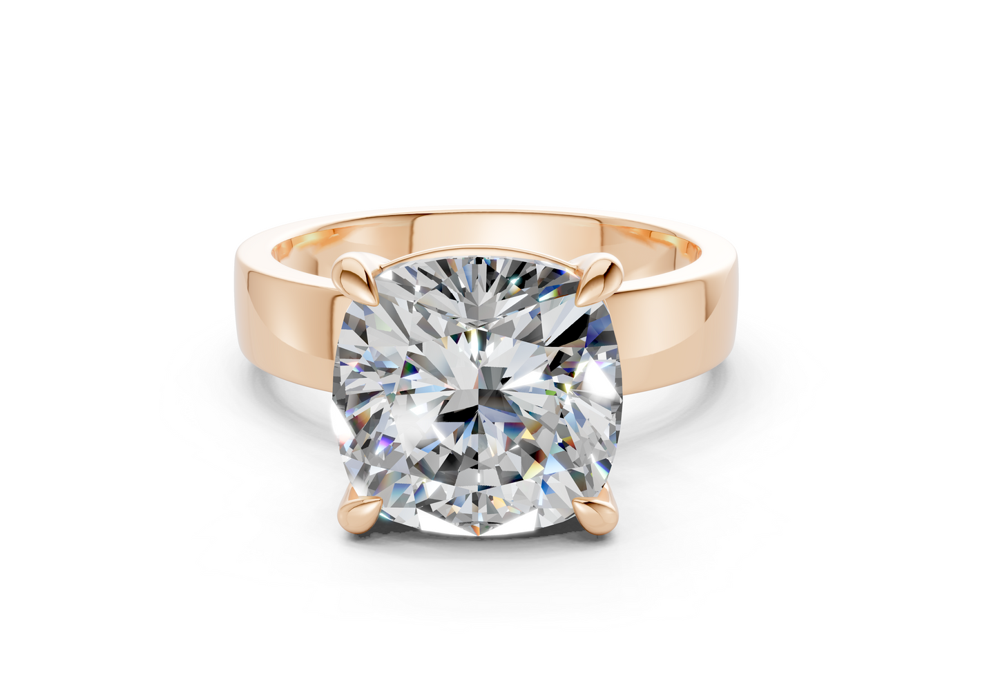 Cascade Diamond Solitaire Cushion Squareuare Cut 4mm Engagement Ring