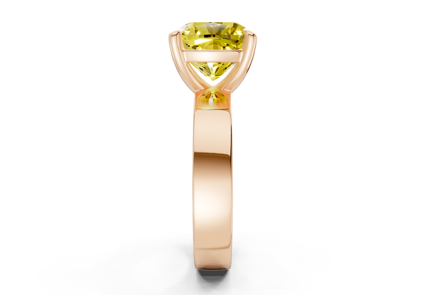 Cascade Yellow Diamond Solitaire Cushion Squareuare Cut 4mm Engagement Ring