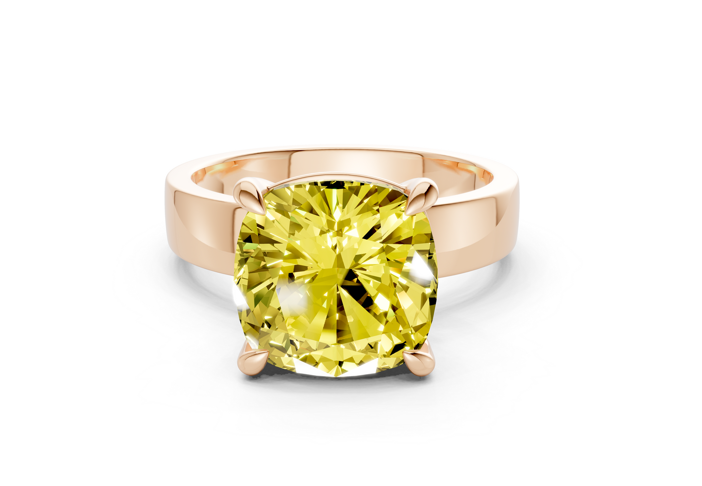 Cascade Yellow Diamond Solitaire Cushion Squareuare Cut 4mm Engagement Ring
